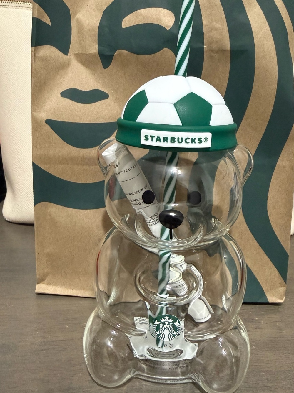 Starbucks FIFA World Cup 2026 Bearista Bear Commemorative Soccer Lid Glass Cup